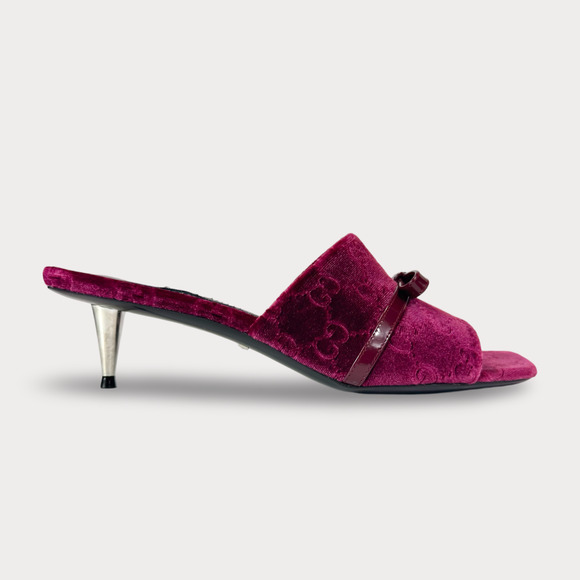 Gucci GG Jacquard Velvet Bow Mule 55mm - Women’s 7